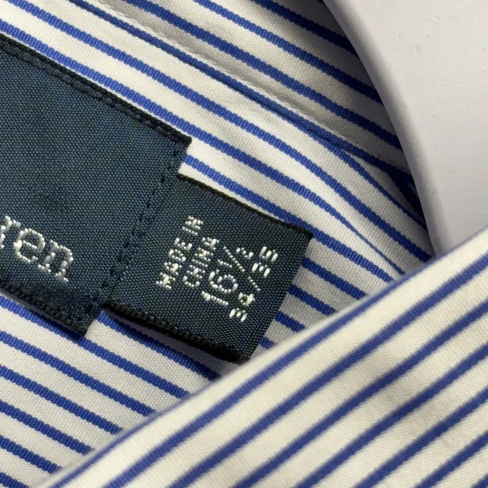 VTG Polo Ralph Lauren Shirt Men's 16.5-34/35 Blue Striped Andrew Long Sleeve NWT